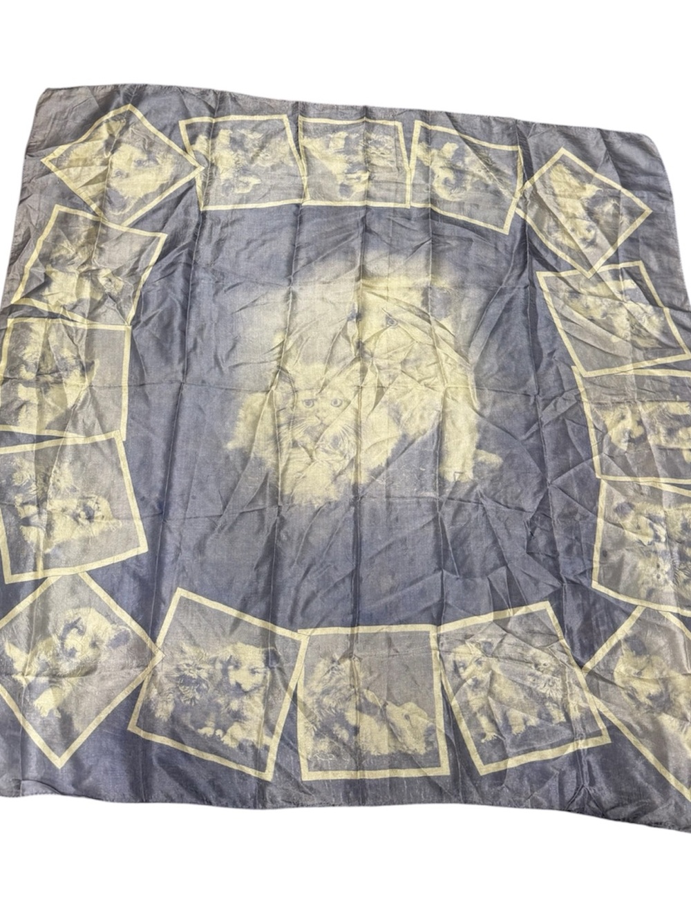 VTG large silk puppy/kitten scarf